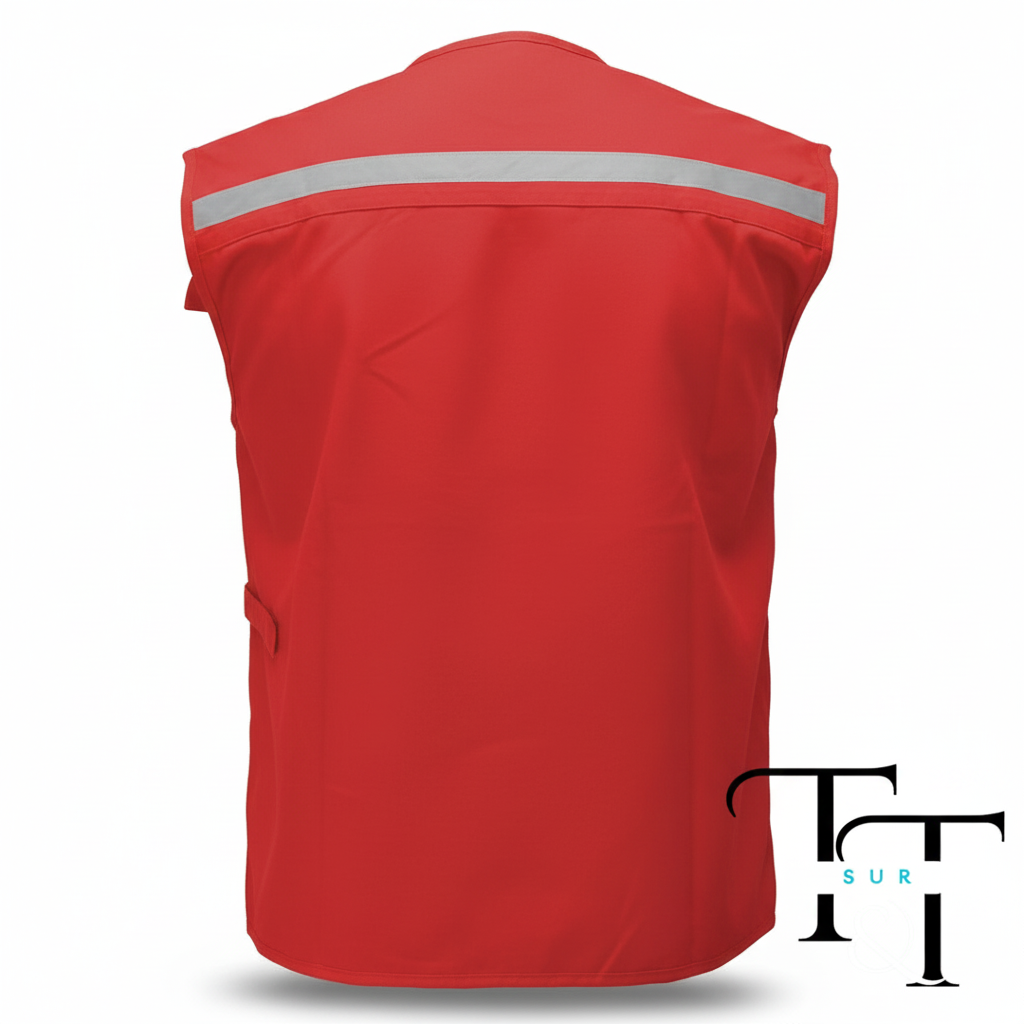 Chaleco Geólogo Rojo - Vista Trasera