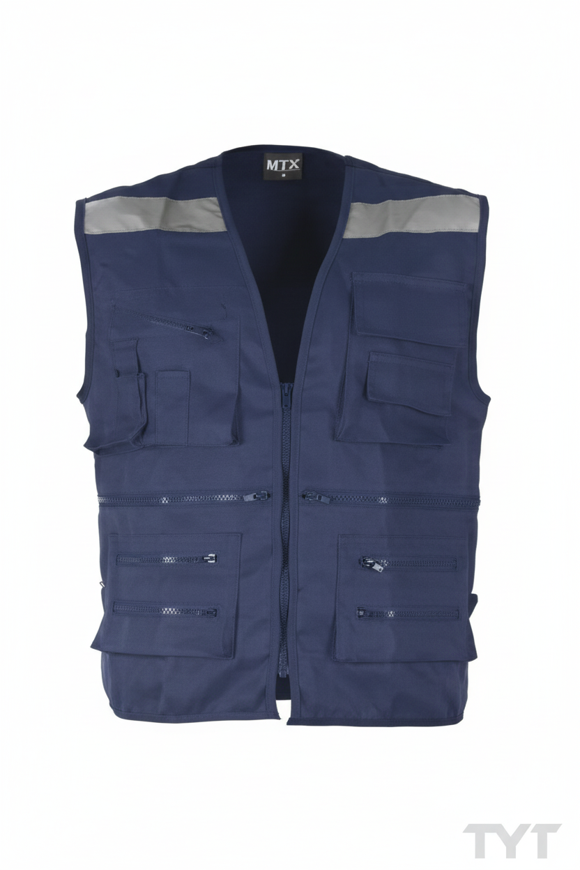 Chaleco Maritex azul - Vista frontal con marca TYT