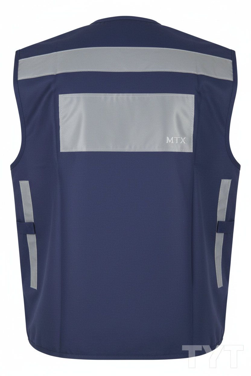 Chaleco Maritex azul - Vista posterior con marca TYT