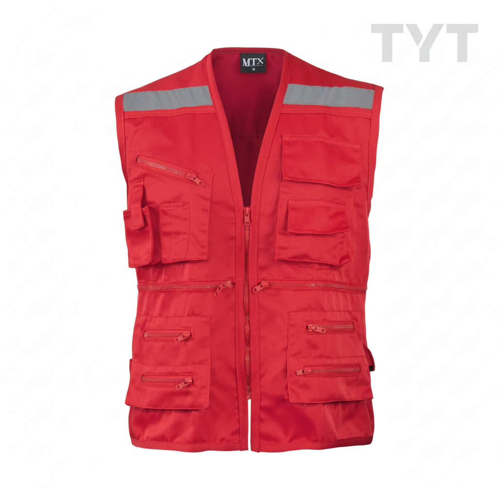 Chaleco Maritex rojo - Vista frontal con marca TYT
