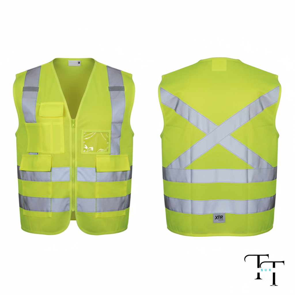 Chaleco Reflectante 4 Bolsillos - Vistas Completas