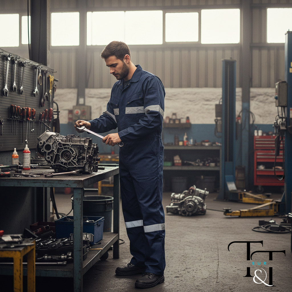 Overol Azul Marino - Modelo en Taller