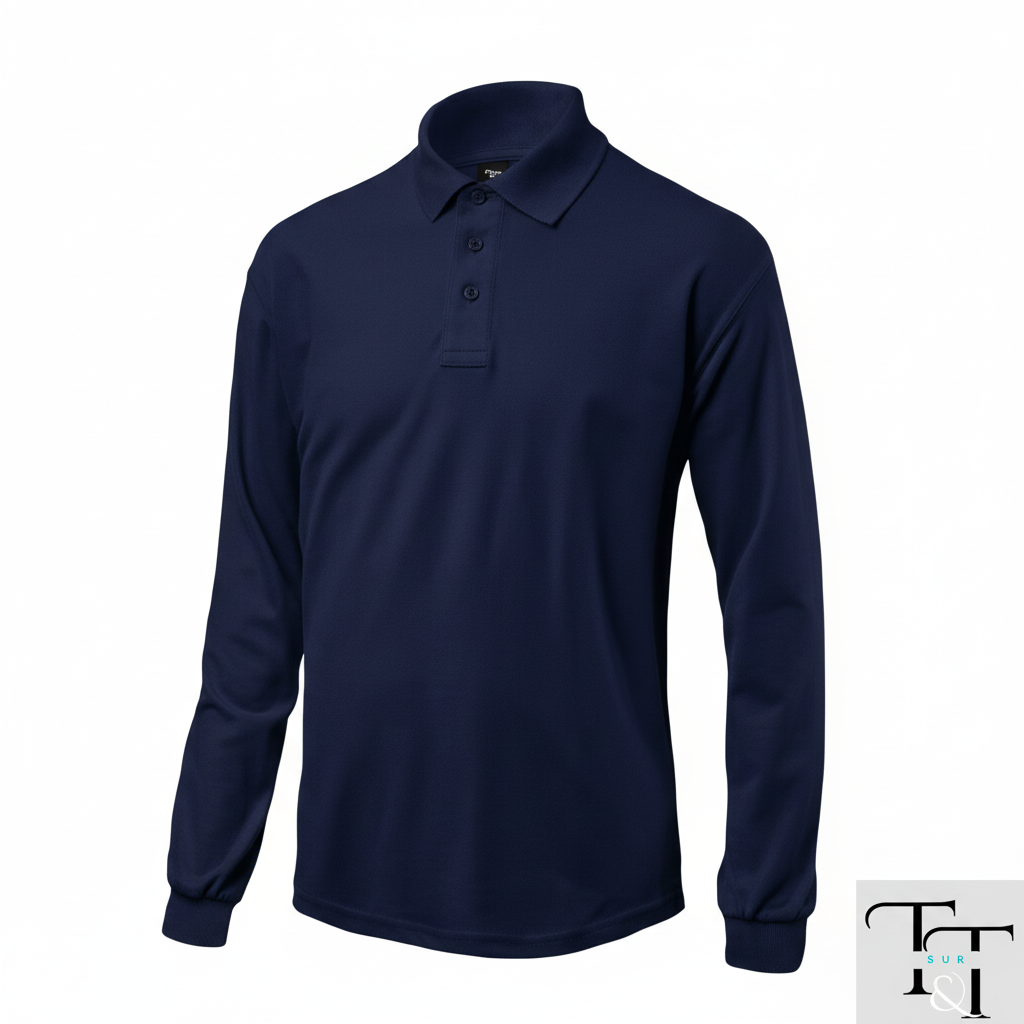 Polera Pique Manga Larga - Vista Frontal